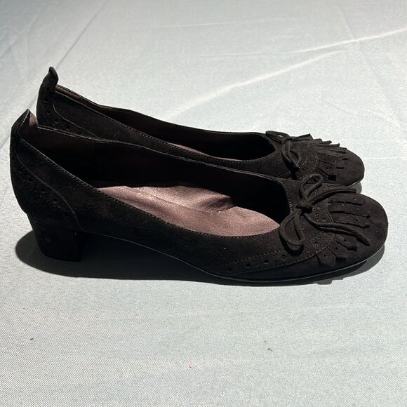 Massimo Baldi Suede Block Heels Black Size 10B.  B56 - Picture 4 of 13